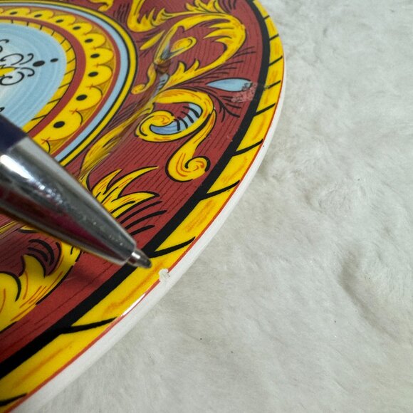 Tuscan Table Italian Dinner Plate 11" Ceramic Red Yellow Light Blue Black Italy - Picture 10 of 11